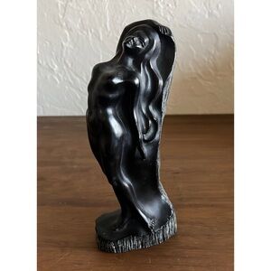 🖤Frank Shirman Handmade Vintage Black Coral Sculpture of Woman Home Art Decor🖤